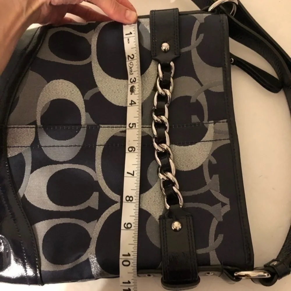 COACH silver blue optic c duffle shoulder bag